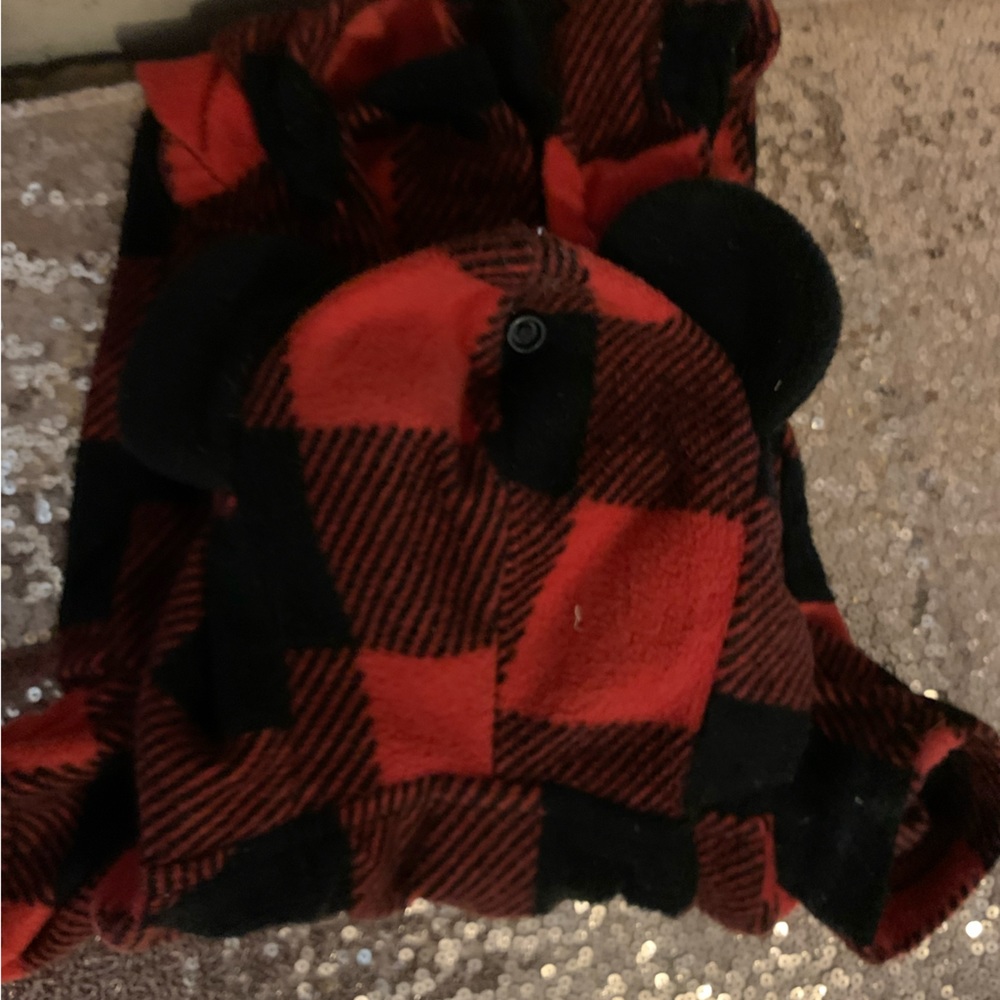Size S Buffalo Check Panda Ears Pet Pajamas